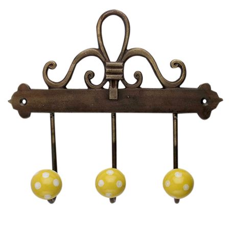 Yellow White Dot Ceramic Iron Hooks